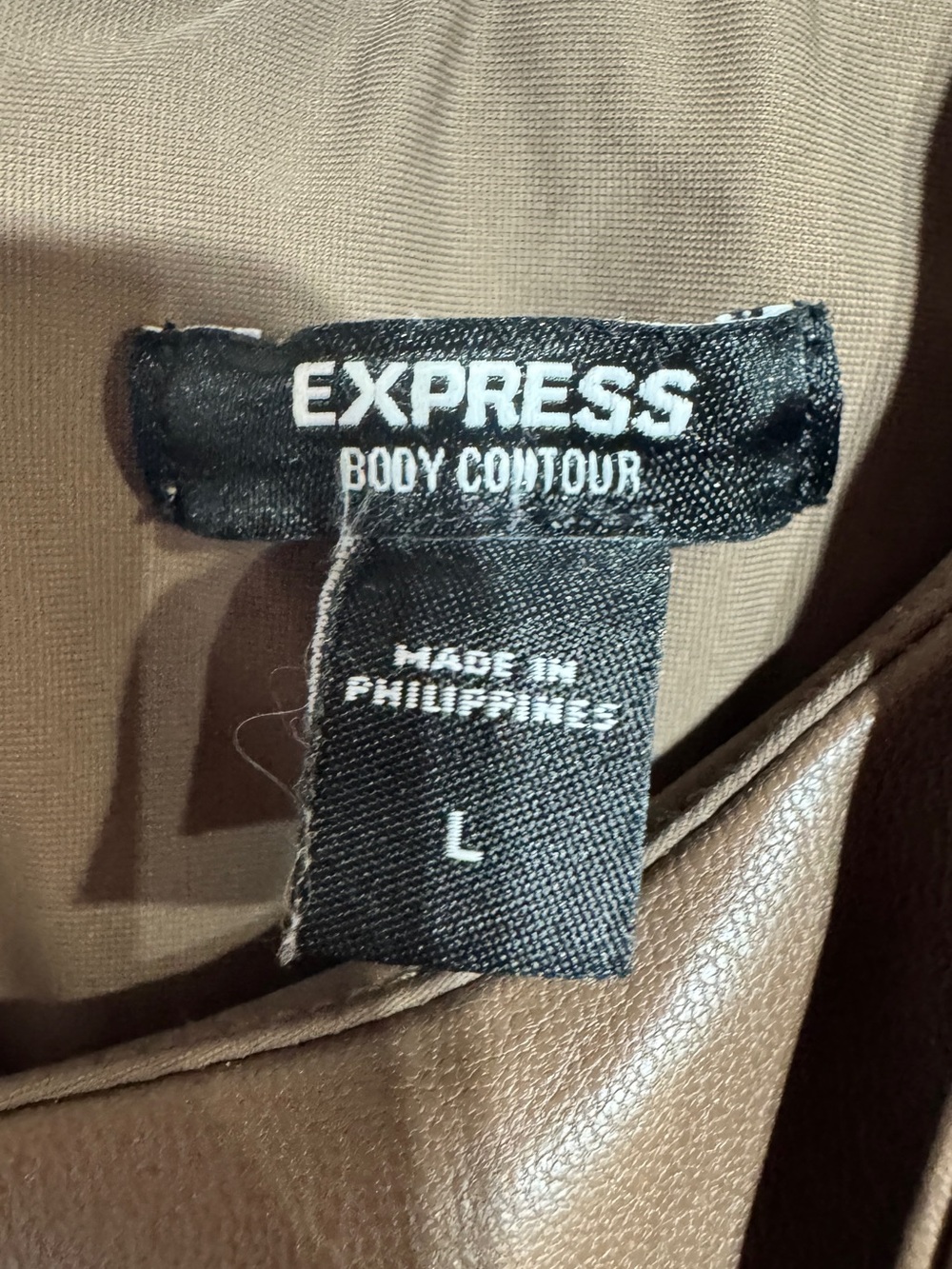 Express Body Contour Faux Leather Twist Front Midi Dress With Built-In Shapewear - Picture 8 of 9